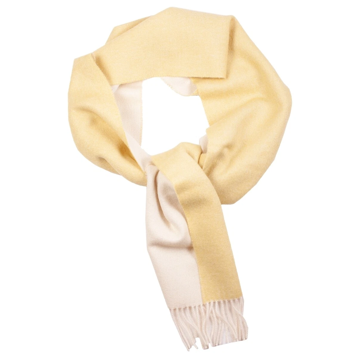 Yellow White Alpaca Wool Scarf Soft Warm Winter Wrap Luxury Natural Fiber Gift
