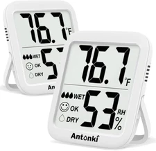 Antonki Room Thermometer for Temperature and Humidity Gauge 2 Pack - White 