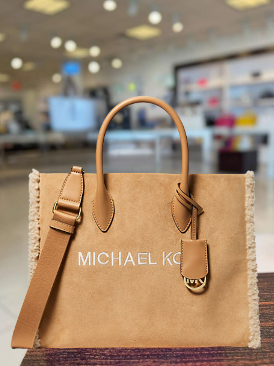 Michael Kors MK Mirella Medium Leather Suede Faux Shearling Tote