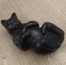 Monty Black Sleeping Cat Figurine By Moorside Design England 11cm Vintage