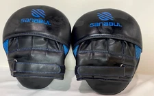 Sanabul Curved Boxing MMA Punching Mitts/Gloves Sparring Training Black & Blue