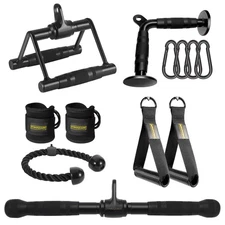 Cable Machine Attachments Set Combo, LAT Pulldown Attachments with Exercise H...