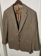 Oxxford Clothes 'Benjamin II' Beige Tan Half Lined Wool Mens Blazer Size 42S