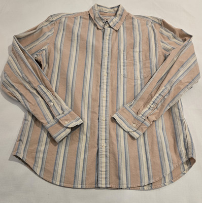 J CREW  Broken In Slim Untucked Men's Button Down Striped Shirt Size Large