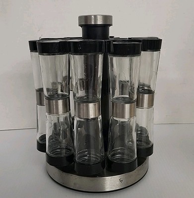 Orii Hourglass Kitchen Spice Rack With 20 Labeled Empty Jars