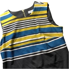 Calvin Klein Sheath Dress Size 8 SM Black Striped Color Knit Sleeveless