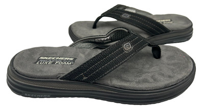 Skechers Men's Relaxed Fit Proven SD Baylis Slip On Flip Flops Blk Size:11 147I