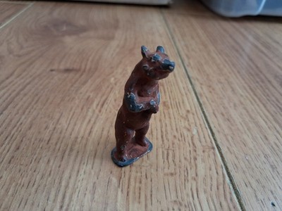 Vintage Standfigur Bär massiv Metall bemalt 6 cm groß