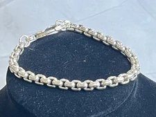 SILVER-PLATED UNISEX 6 mm UNO DE 50 LOGO TAG INTERLOCK LINK CHAIN BRACELET NEW