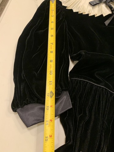 Vintage 1980er Albert Nipon Mädchen viktorianisch schwarz Samt Kleid Gr. 12P Kragen Schleife - Bild 14 von 16