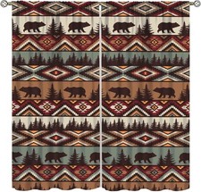 Vintage Rustic Curtains Bear Deer Country Style Rustic Cabin Window Curtain Curt