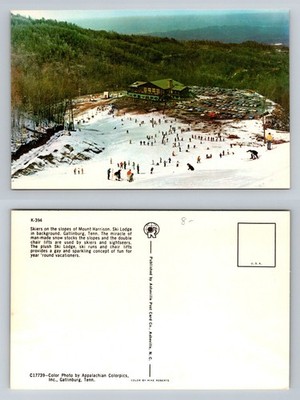 Gatlinburg, TN-Tennessee, Ski Lodge Mount Harrison Winter Scene Vintage Postcard