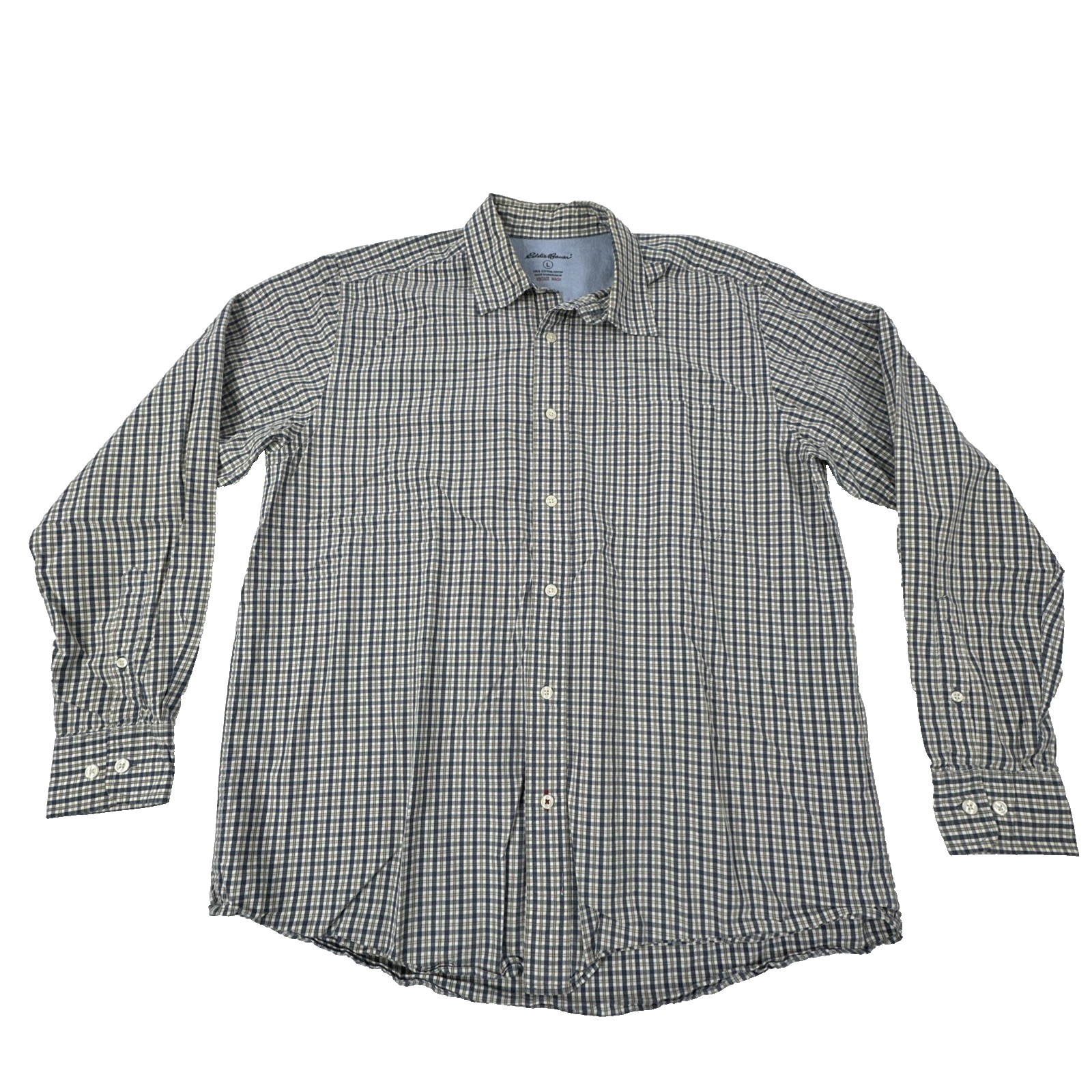 Eddie Bauer Long Sleeve Vintage Wash Grunge Button Up Shirt. Men's L