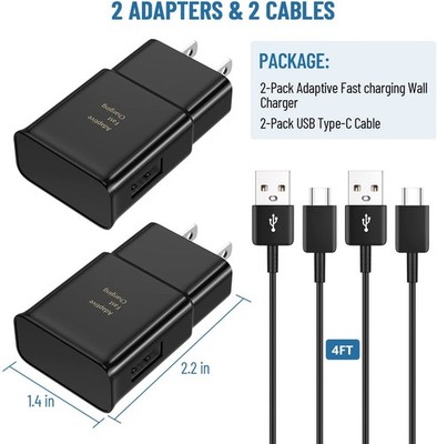 Fast Charger Adapter With Android Phone Charging Type C Cable For Samsung Galaxy
