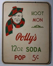 Rare 1950s Polly's Pop Advertising Sign Independence Missouri Soda Sign Pop Sign