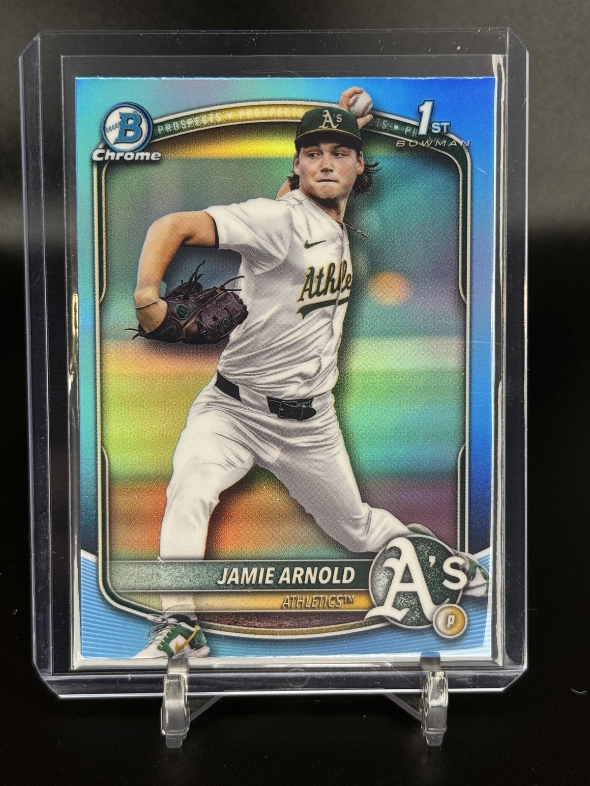 2025 Bowman Draft #BDC-30 Jamie Arnold Chrome Sky Blue Refractor