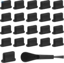 20 PCS USB C Dust Plug, Black Silicone Type C Anti Plugs with black 