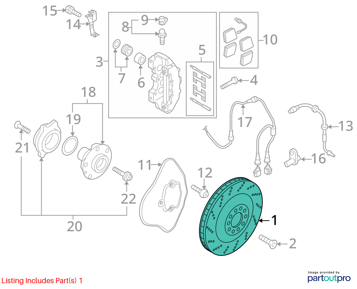 Audi R8 V10 4S Front & Rear Brake Disc Rotor Set of 4 2017 - 2023 OEM
