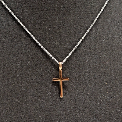 Minimalist LA TH Gold Vermeil Cross Pendant on Sterling Silver LA Italy Necklace