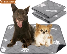 Reusable Dog Pee Pads, 18" x 24", Super Absorbent, 2-Pack with Waterproof Base