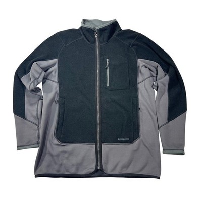 Patagonia Hybrid Fleece Jacket (31360) Men's Large Full Zip Polartec Black Gray