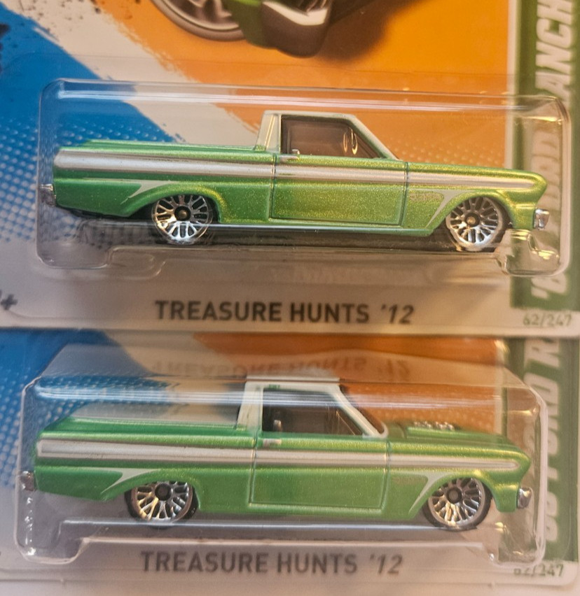 2 2012 Hot Wheels 62/247 '65 Ford Ranchero 1/15 Reg. Treasure Hunt