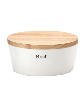 3931 Brottopf oval mit Holzdeckel, gefräste Kanten, Rückseite als Schneidebre... - Bild 1 von 4