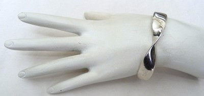 VINTAGE SC SAUSALITO CRAFTWORKS #2G SILVER RHODIUM PLATED WAVE CUFF BRACELET