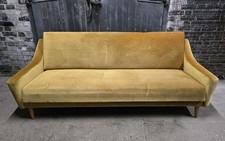 Large Danish Retro Vintage Mid Century Yellow Mustard Sofa Day Bed