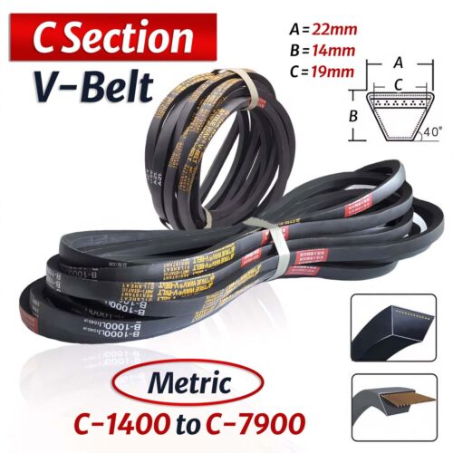 C Section V-Belt Metric Width 22mm Triangle Transmission Belts 1400mm to 7900mm - Afbeelding 1 van 9