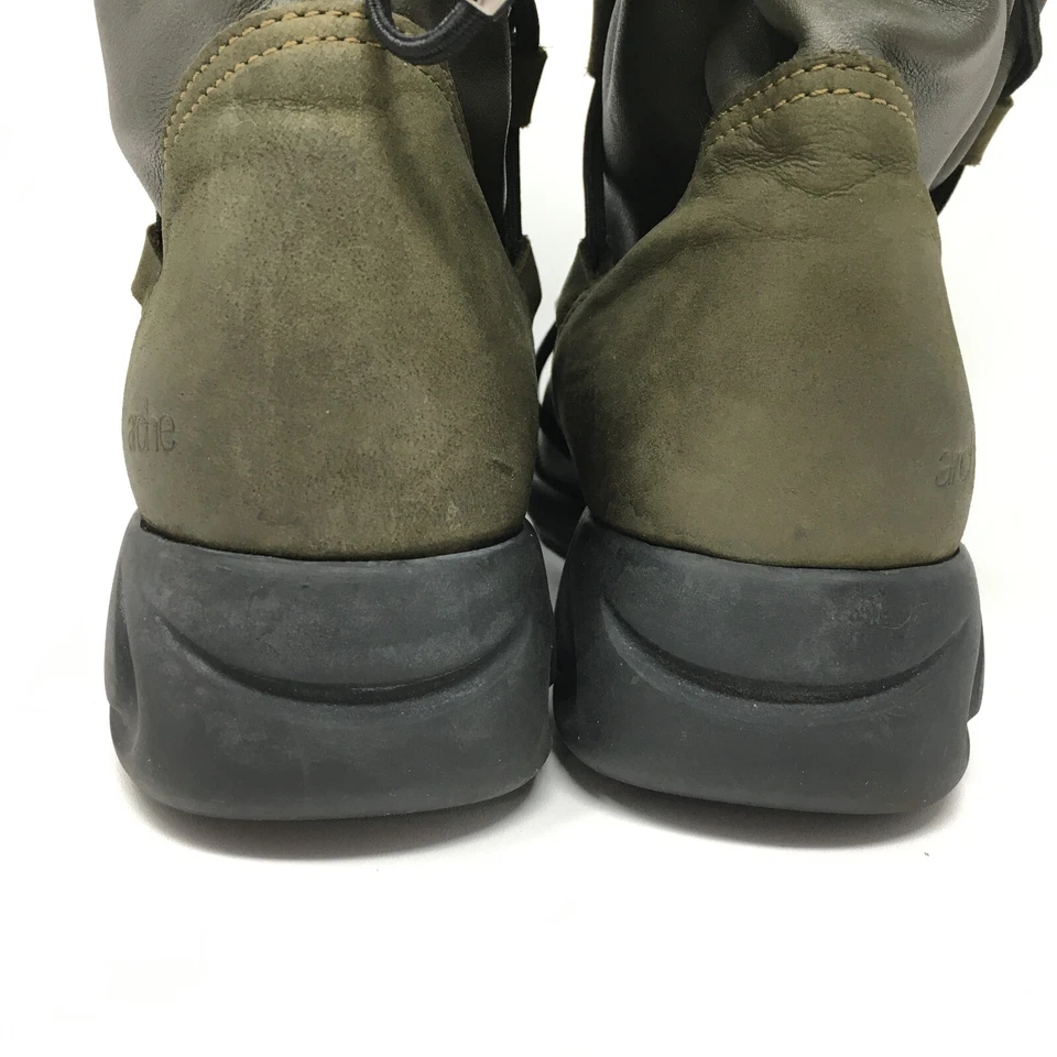Arche 法国骑行靴女式 6.5 码美国 4.5 英国绿色皮革拉鞋 — 第 3/4 张图片