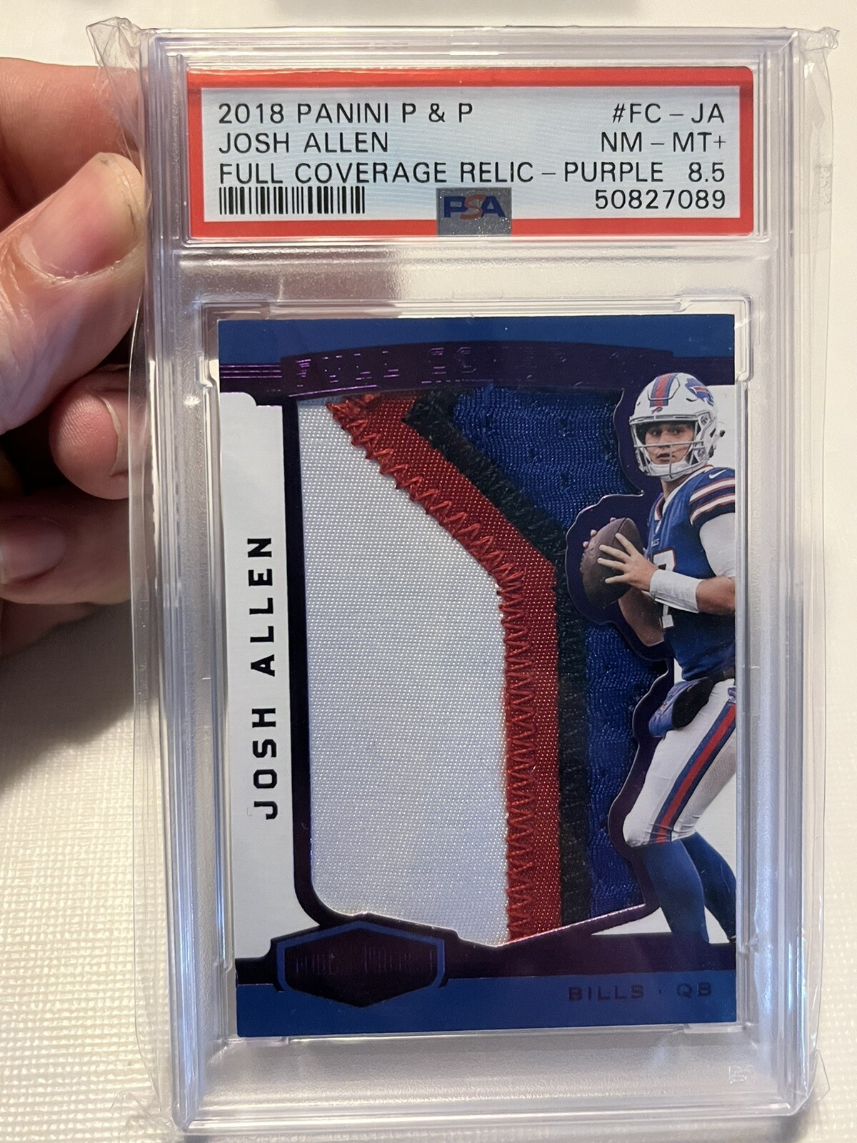 Josh Allen Panini Plates & Patches Full Coverage Relics #FCJA Purple