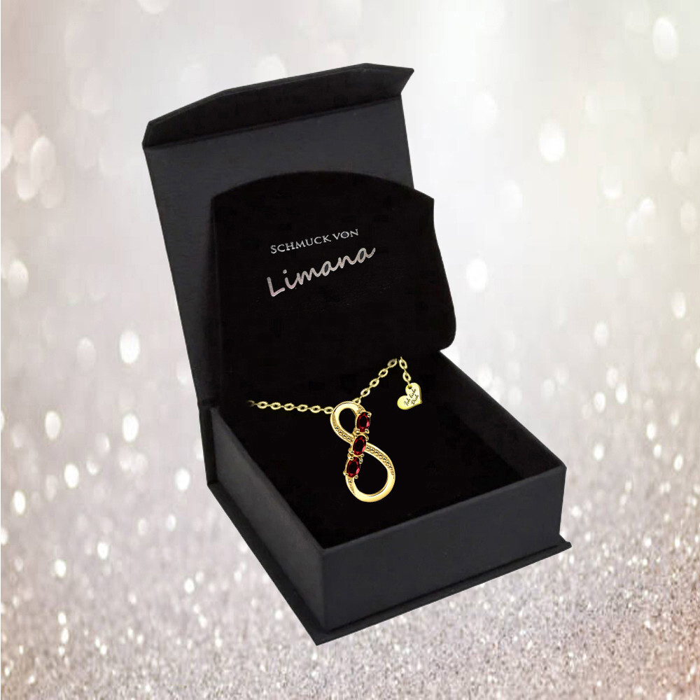 Echter Granat 925 Silber Geschenk für Frauen Damen vergoldete Kette Goldkette