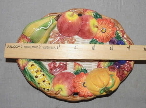 Fitz and Floyd Autumn Bounty Oval Ceramic Decorative Dish - 1997 - 7" x 5.5" - Picture 2 of 4