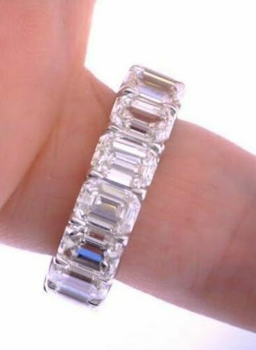 14 ct Emerald cut Diamond Ring Platinum Eternity Band 14 x 1 ct GIA cert E-F VS