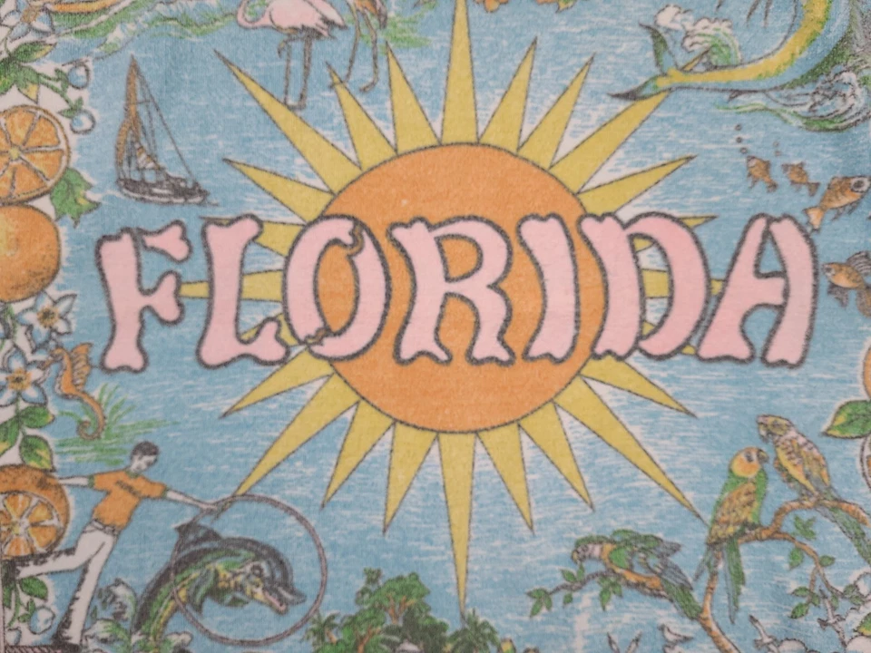 Винтажное полотенце King beach полотенце Флорида сувенир апельсины попугаи США смесь 1979 - Изображение 3 из 4