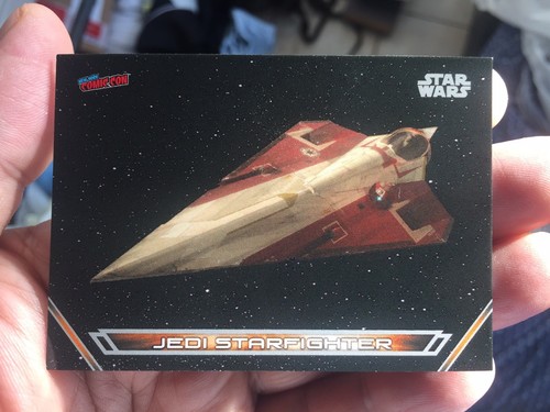 NEW YORK COMIC CON 2018 EXCLUSIVE TOPPS STAR WARS JEDI STAR FIGHTER TRADING CARD - Picture 1 of 2