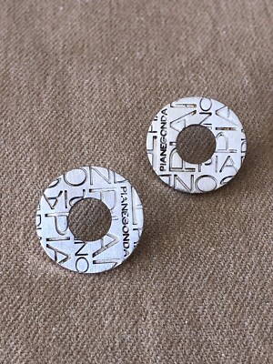 Pianegonda Logo Disc Sterling Silver 925 Post Earrings