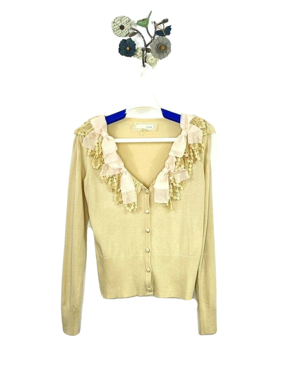 Ruffle front deals cardigan sweater