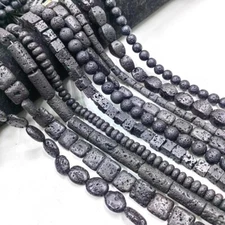 Various Size Black Lava Cube Abacus Rondelle Bucket Shape Beads for Jewelry DIY