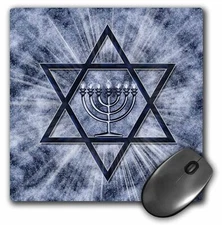 3dRose Hanukkah Menorah with Star of David in Blue MousePad
