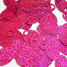 Large Hole Oval Sequin 1.25" Fuchsia Pink Hologram Glitter Sparkle Made in USA