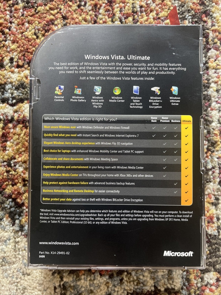 Microsoft Windows Vista Ultimate SP1適用済み Windows Vista Ultimate with SP1 - Upgrade (66R-02262) Brand