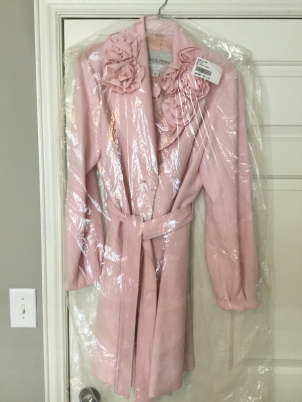 NEW Boston Proper Pink Rosette Wool Belted Coat SZ 14