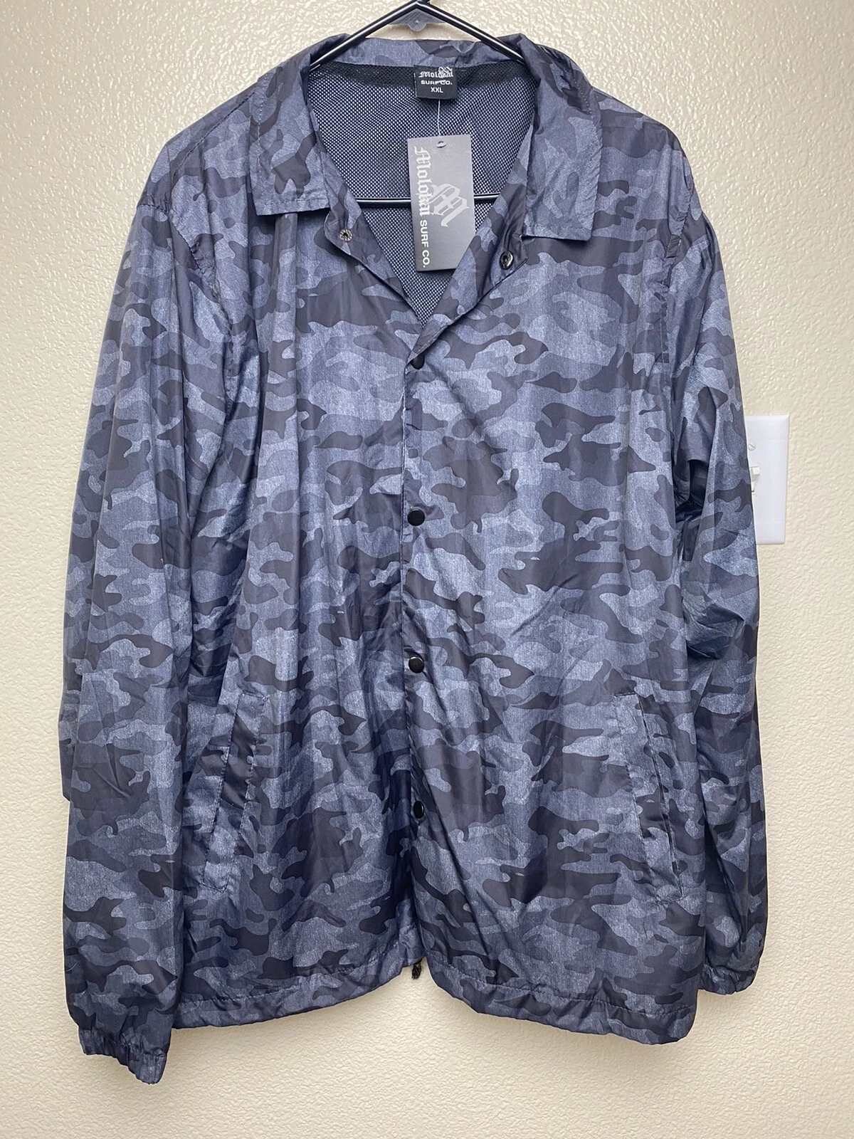 Molokai Surf Co Windbreaker Jacket Gray And Black Colors Size XXL