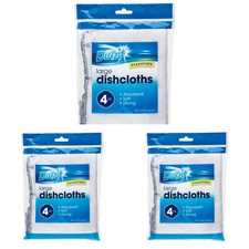 12 x Large Dishcloth Kitchen Cloth Absorbent Soft Strong Cleaning White Dish Dry