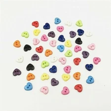 Pkg of 100 TINY HEART 2-hole Plastic Buttons 1/4" (6mm) Scrapbook Craft (557)