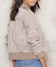 Na-kd Beige Zipper Bomber Jacket Size L