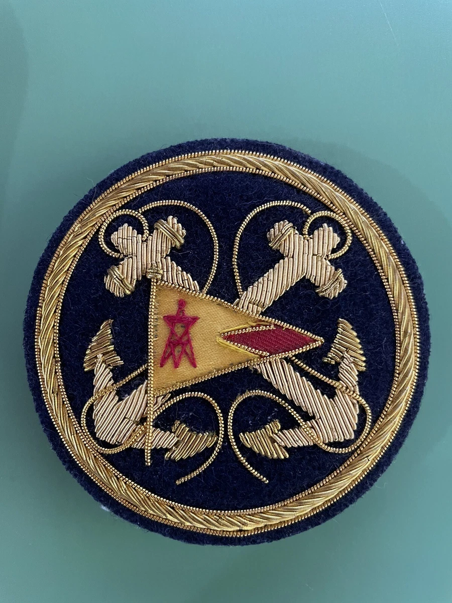 YACHT CLUB INSIGNIA ANCHOR BLAZER PATCH GOLD BULLION ANCHORS RED ORANGE FLAG