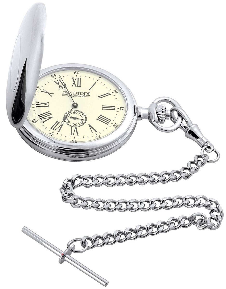 Pocket Watch Classic Hunter Style Roman Numerals Albert Chain